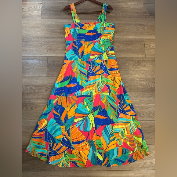 1. State Dresses & Skirts - 1. STATE Tropical Leaf Print Maxi Dress Large Bright Resort Vacation